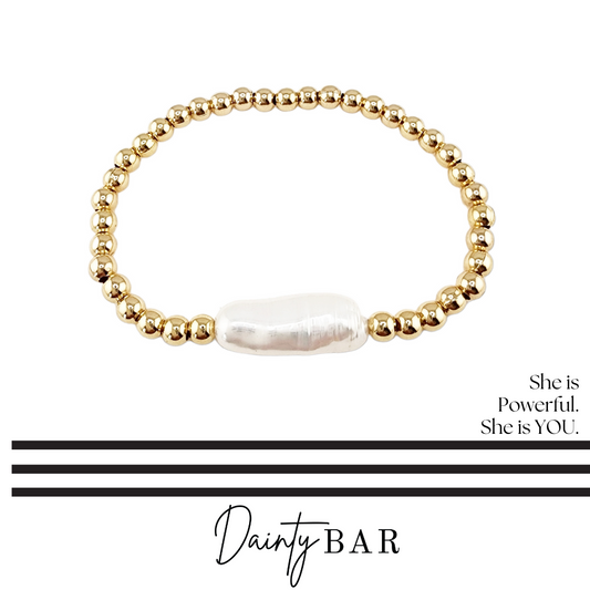 Gold + Mother of Pearl Bar Bracelet