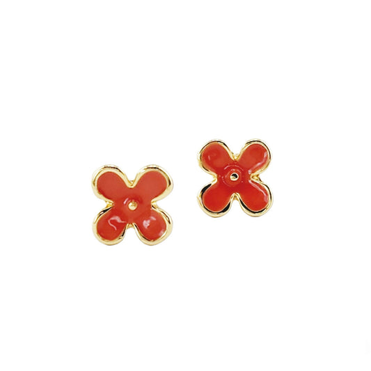 Candy Red Flower Earrings