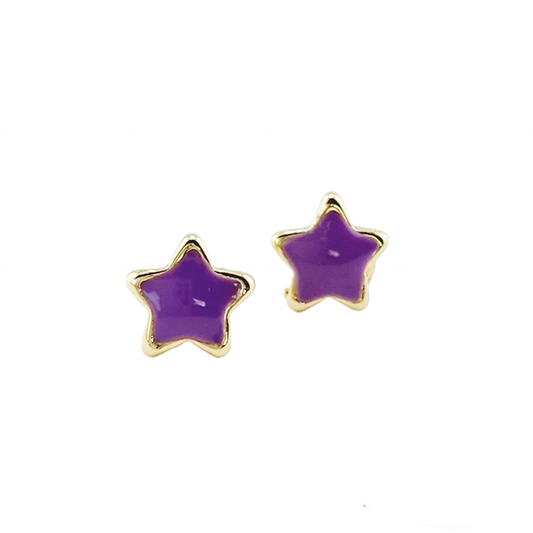 Star Earrings Purple