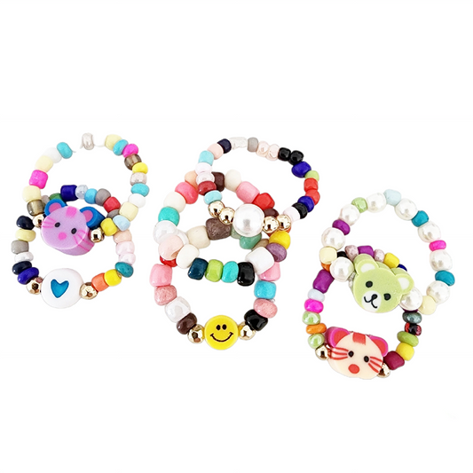 Multicolor Animal Beaded Stretch Ring