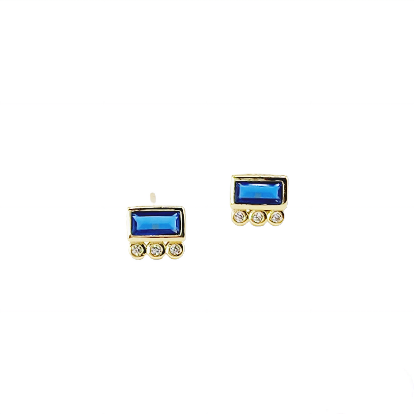 3-Stone Blue Earrings