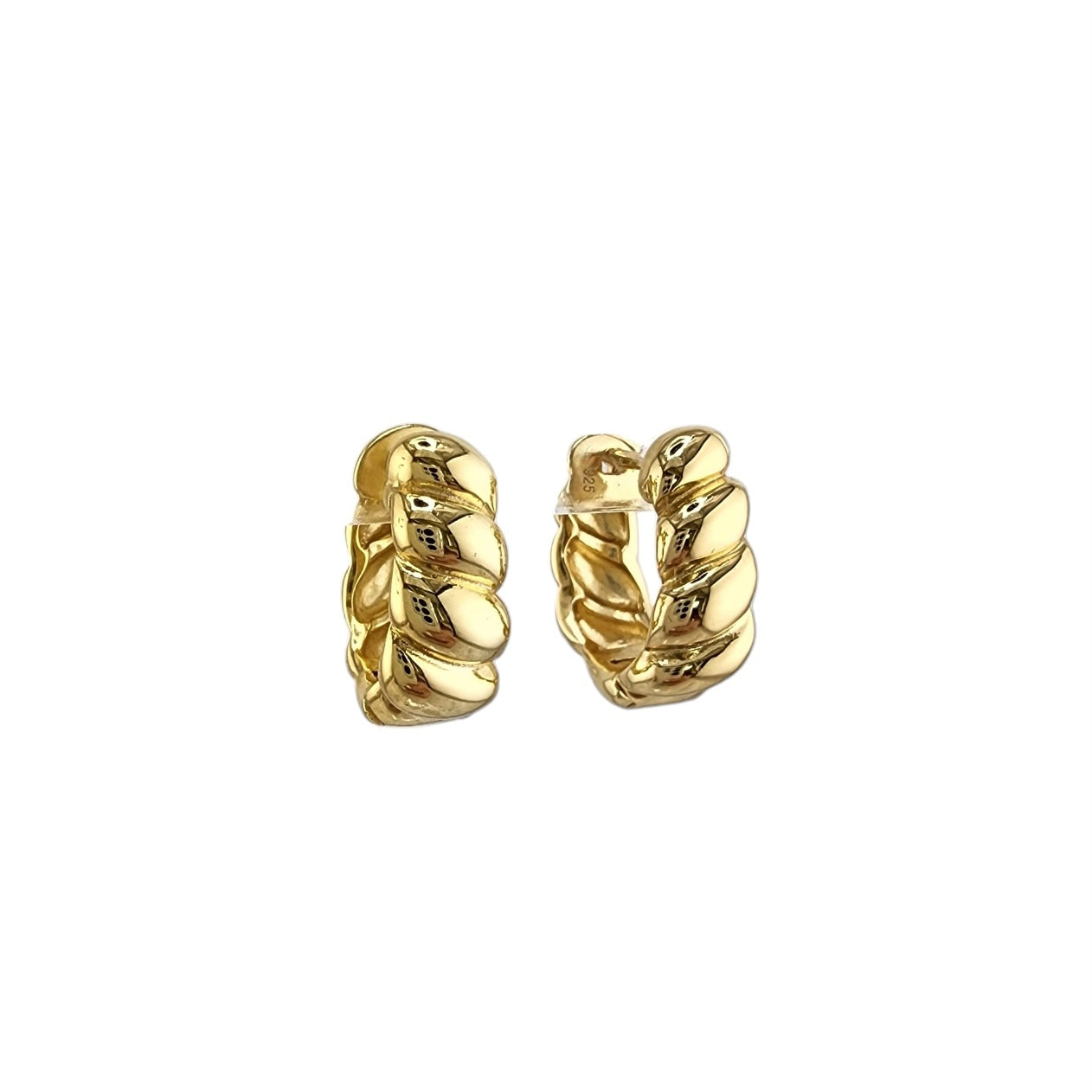 Scalloped Huggie Hoop Earrings Gold